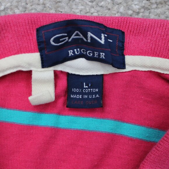Gant Rugger Polo Shirt Mens Large Pink/Blue 100% Cotton Short Sleeve Pullover - Picture 7 of 11